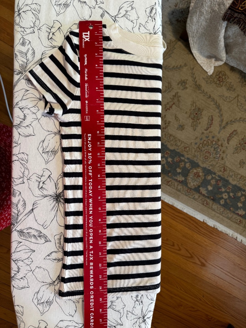 New! Rib knit short sleeved tee, size M, black/cream striped from a new day - Picture 10 of 10